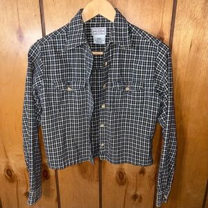 cropped navy and green plaid jacket 🖤